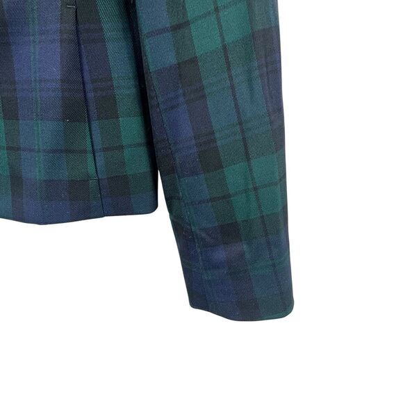 Lands End Blackwatch Plaid Blazer Jacket Size 6 Blue Green Plaid Button - Picture 6 of 9